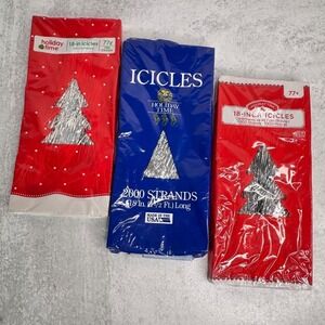 Vintage Holiday Time Silver Icicles Lot of 3 Boxes Christmas Tree Tinsel 18 Inch